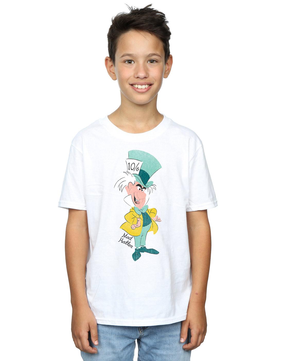 White - Back - Disney Boys Alice In Wonderland Mad Hatter Classic T-Shirt