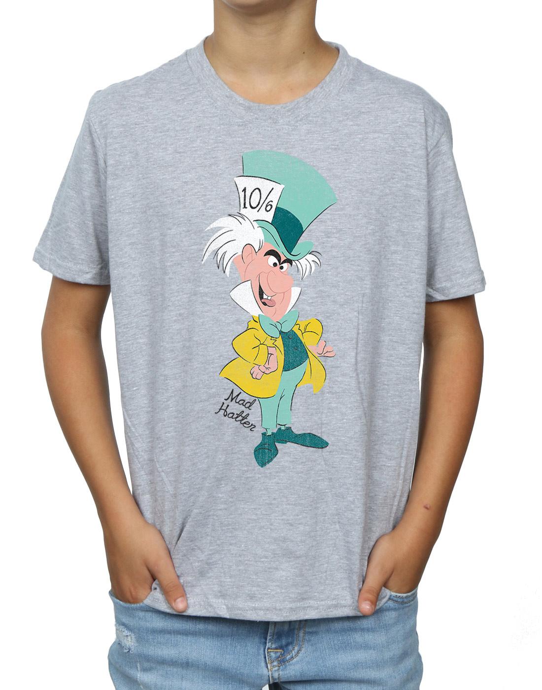 Sports Grey - Side - Disney Boys Alice In Wonderland Mad Hatter Classic T-Shirt