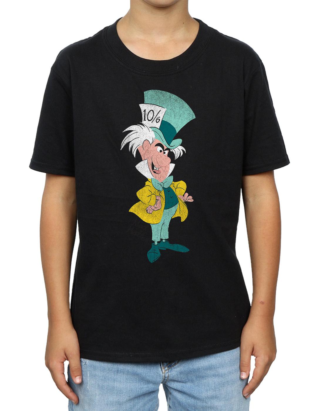 Black - Side - Disney Boys Alice In Wonderland Mad Hatter Classic T-Shirt