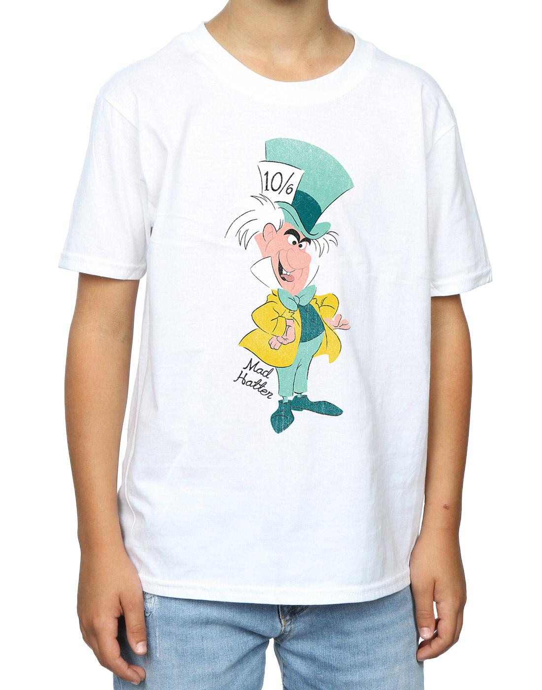 White - Side - Disney Boys Alice In Wonderland Mad Hatter Classic T-Shirt