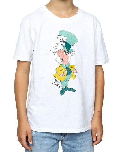 White - Side - Disney Boys Alice In Wonderland Mad Hatter Classic T-Shirt