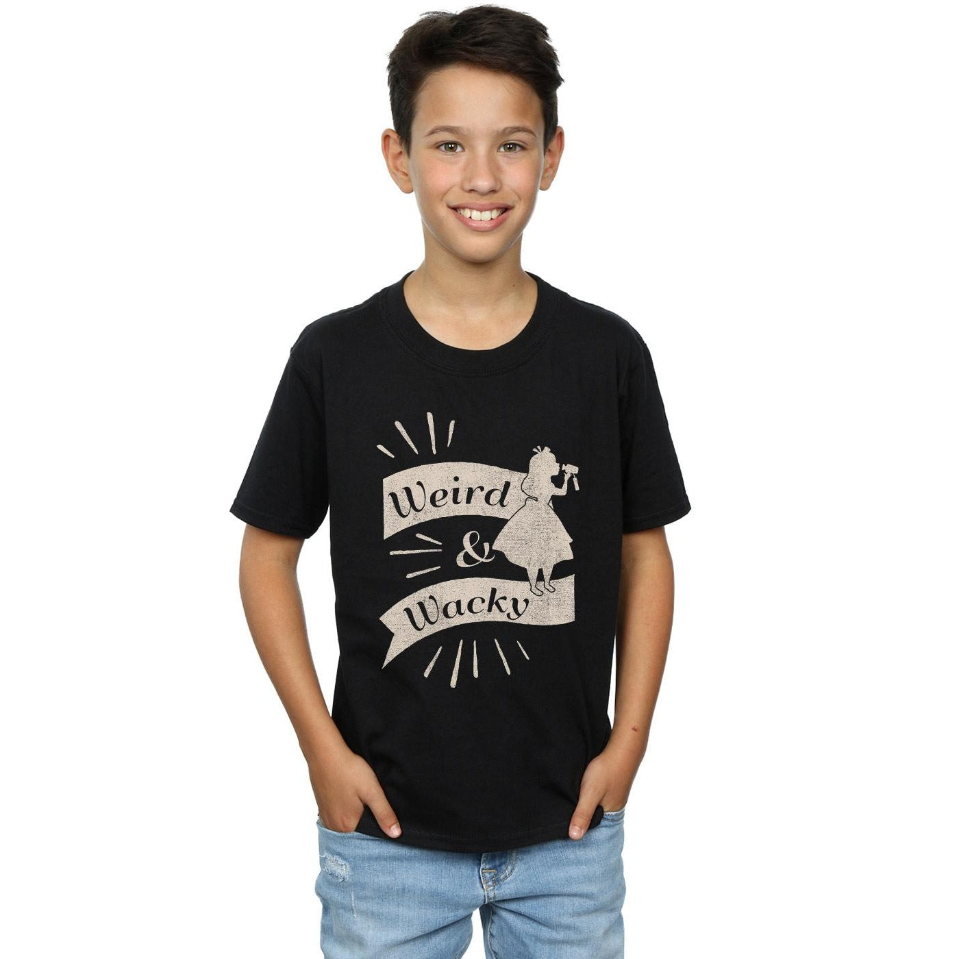 Black - Back - Disney Boys Alice In Wonderland Weird And Wacky T-Shirt