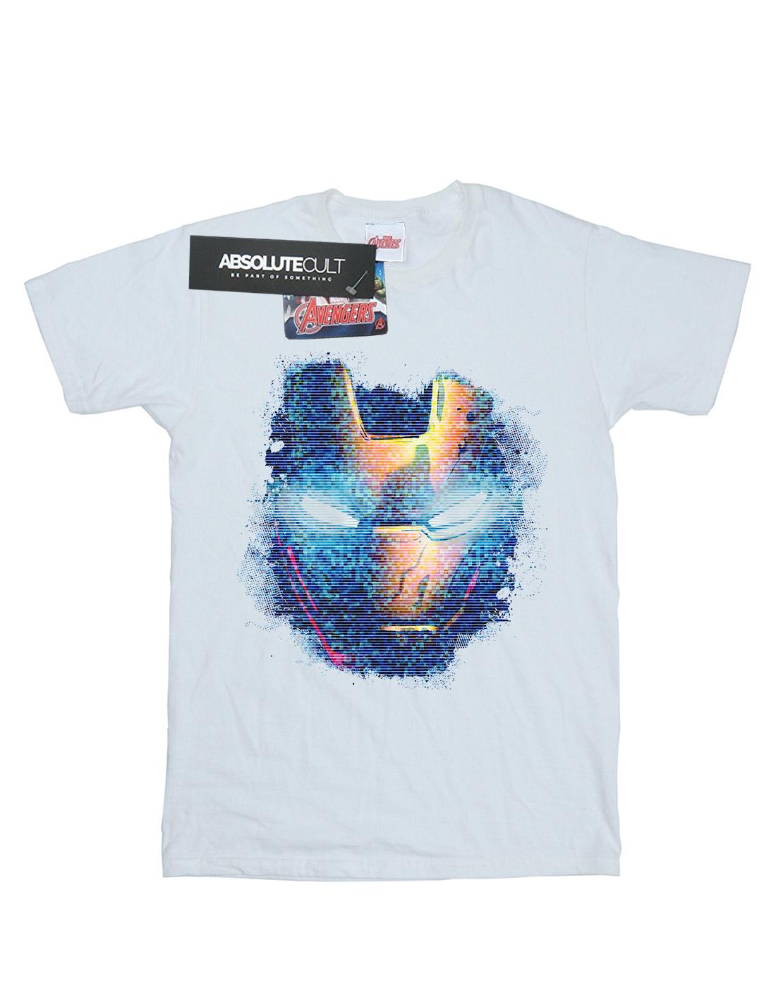 White - Front - Marvel Mens Iron Man Distressed Head T-Shirt