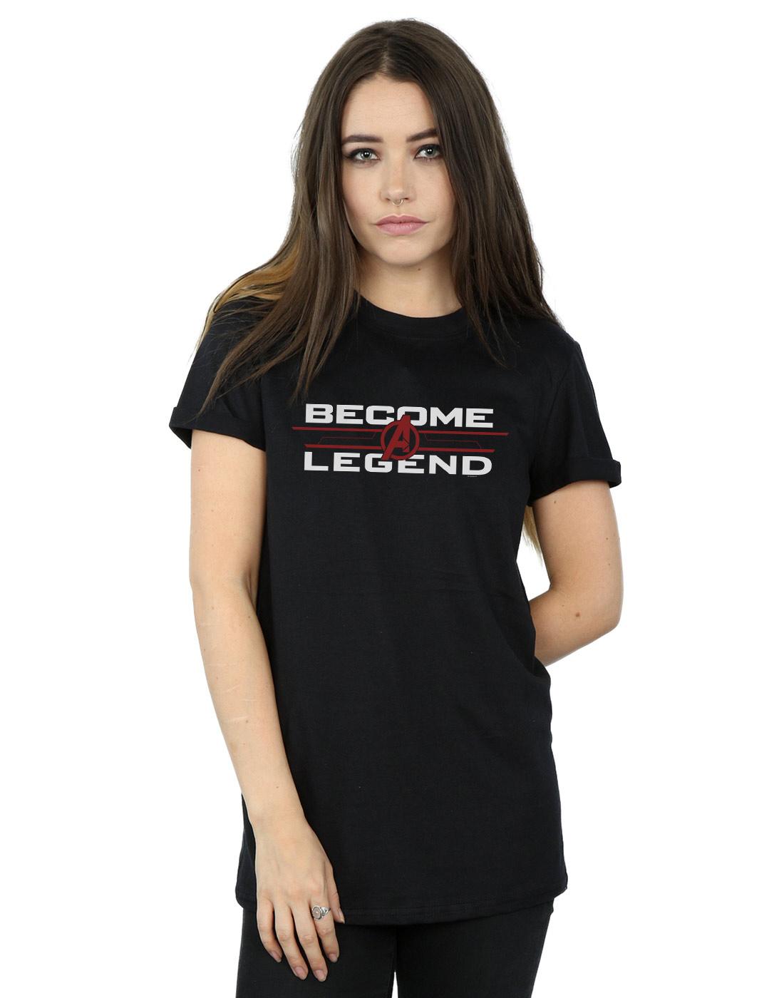 Black - Back - Marvel Womens-Ladies Avengers Endgame Become A Legend Cotton Boyfriend T-Shirt