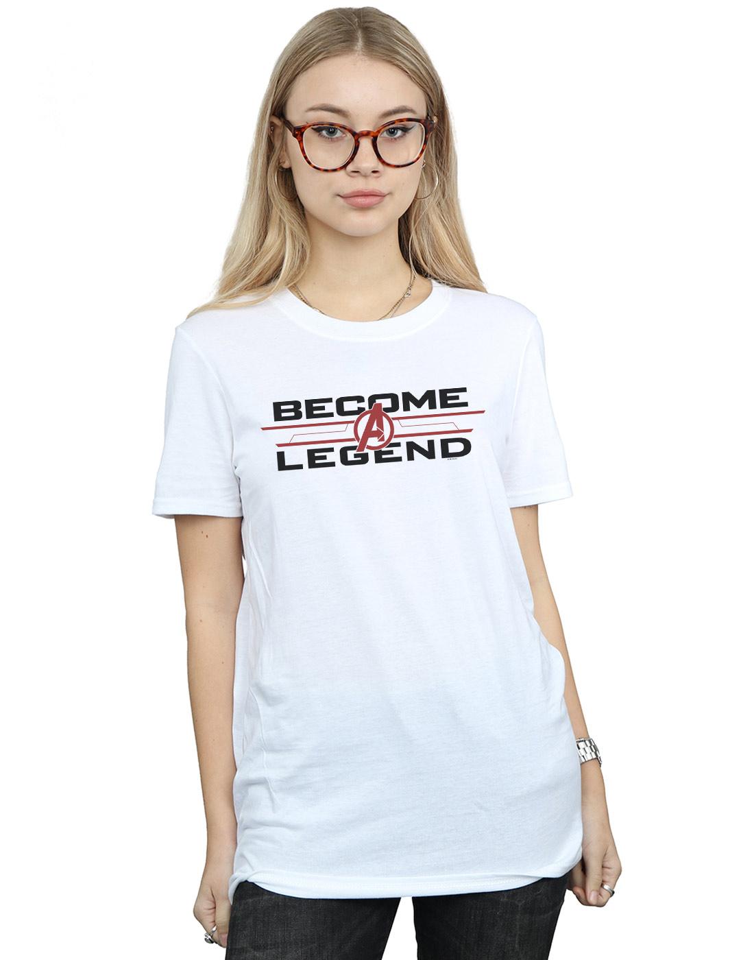 White - Back - Marvel Womens-Ladies Avengers Endgame Become A Legend Cotton Boyfriend T-Shirt