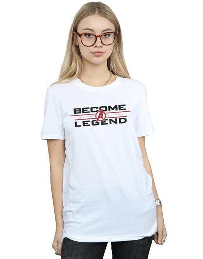 White - Back - Marvel Womens-Ladies Avengers Endgame Become A Legend Cotton Boyfriend T-Shirt