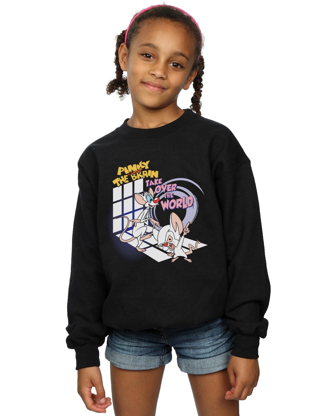 Black - Back - Animaniacs Girls Pinky And The Brain Take Over The World Sweatshirt