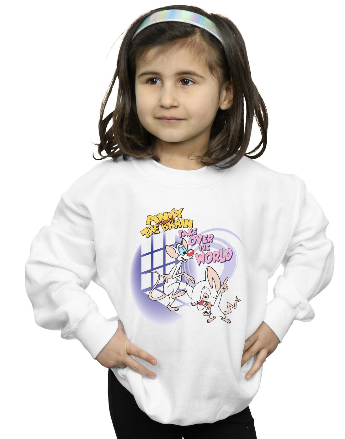 White - Back - Animaniacs Girls Pinky And The Brain Take Over The World Sweatshirt