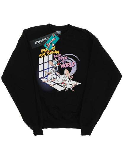 Black - Front - Animaniacs Girls Pinky And The Brain Take Over The World Sweatshirt