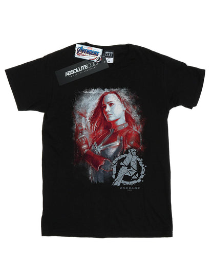 Black - Front - Marvel Womens-Ladies Avengers Endgame Captain Marvel Brushed Cotton Boyfriend T-Shirt