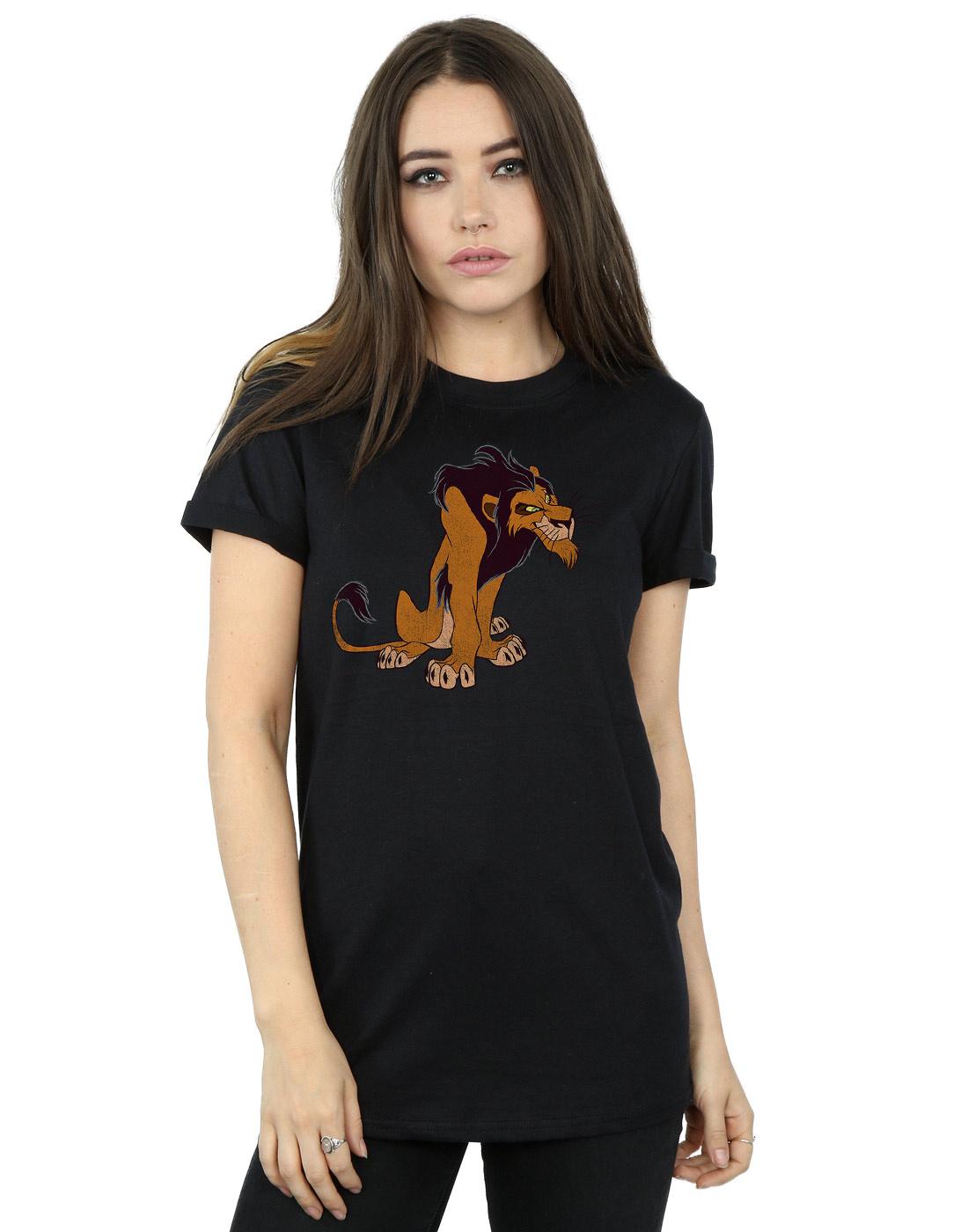 Black - Lifestyle - The Lion King Womens-Ladies Classic Scar Cotton Boyfriend T-Shirt