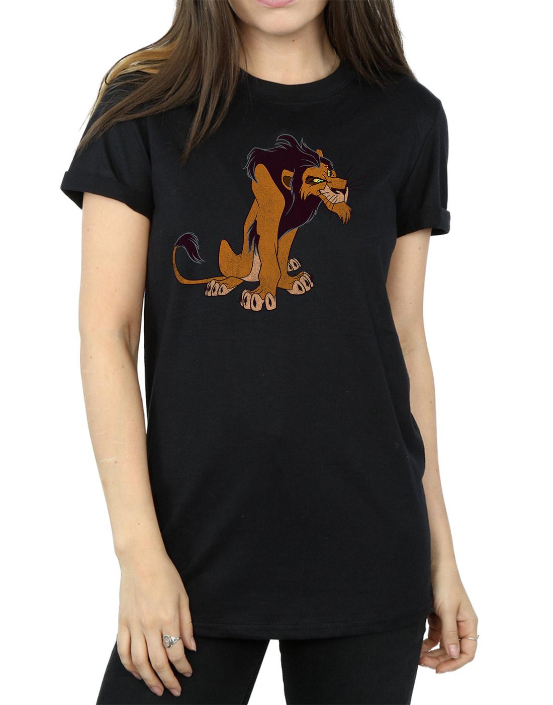 Black - Pack Shot - The Lion King Womens-Ladies Classic Scar Cotton Boyfriend T-Shirt
