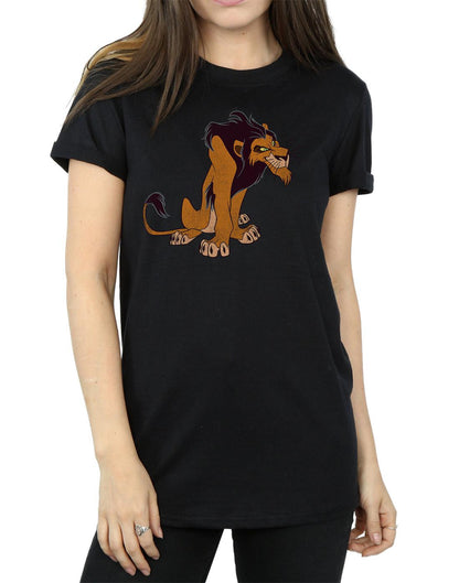 Black - Pack Shot - The Lion King Womens-Ladies Classic Scar Cotton Boyfriend T-Shirt