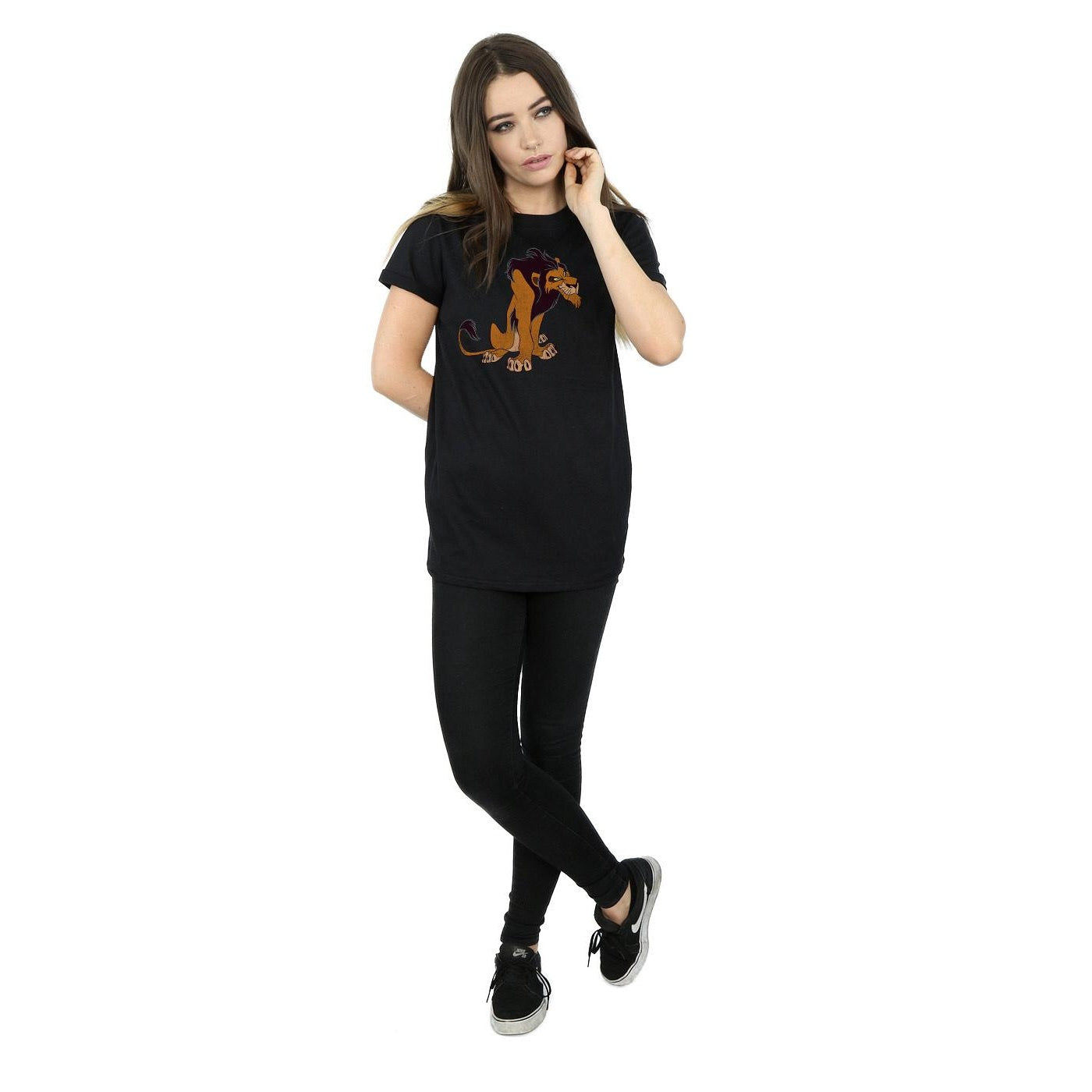 Black - Close up - The Lion King Womens-Ladies Classic Scar Cotton Boyfriend T-Shirt