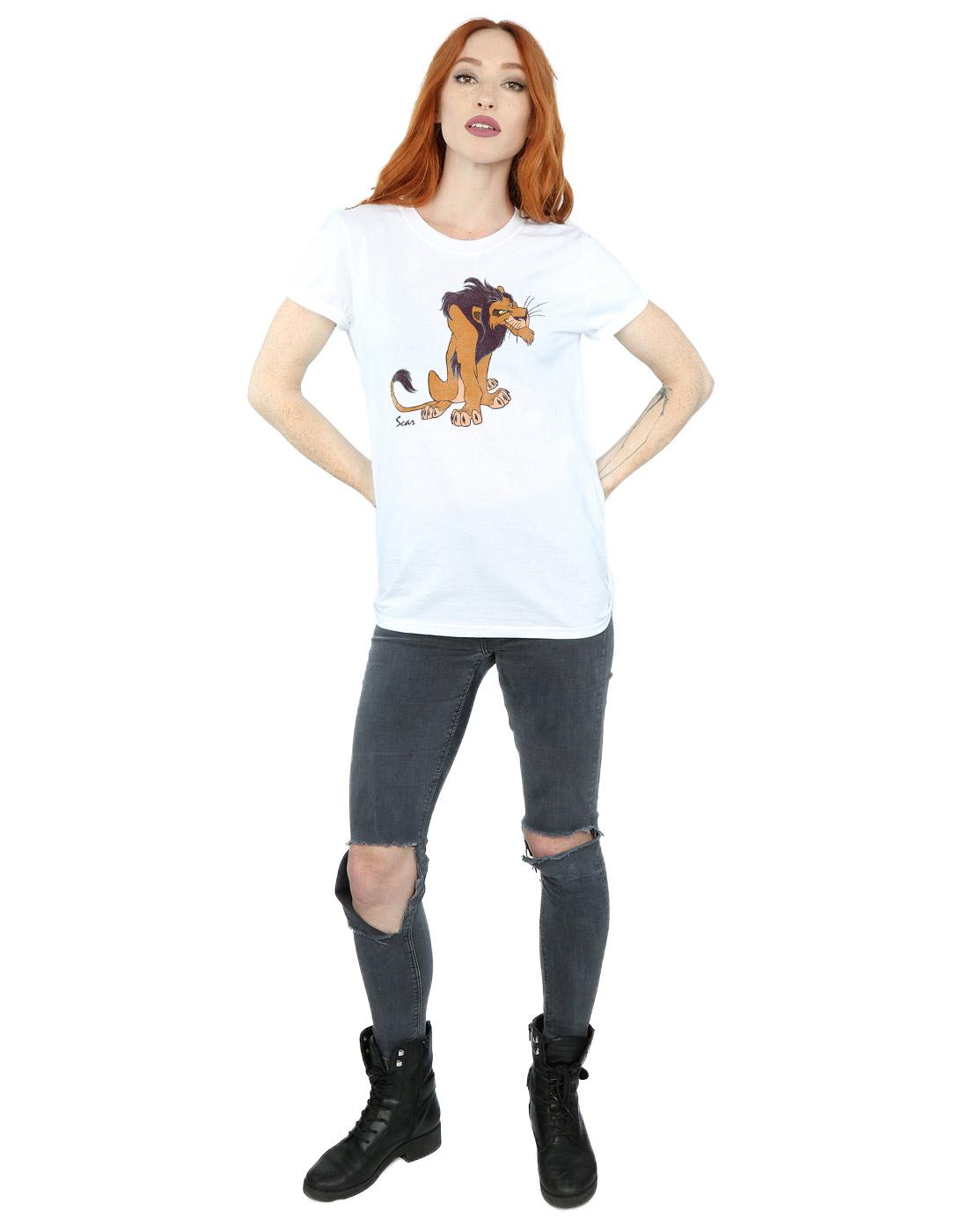 White - Lifestyle - The Lion King Womens-Ladies Classic Scar Cotton Boyfriend T-Shirt