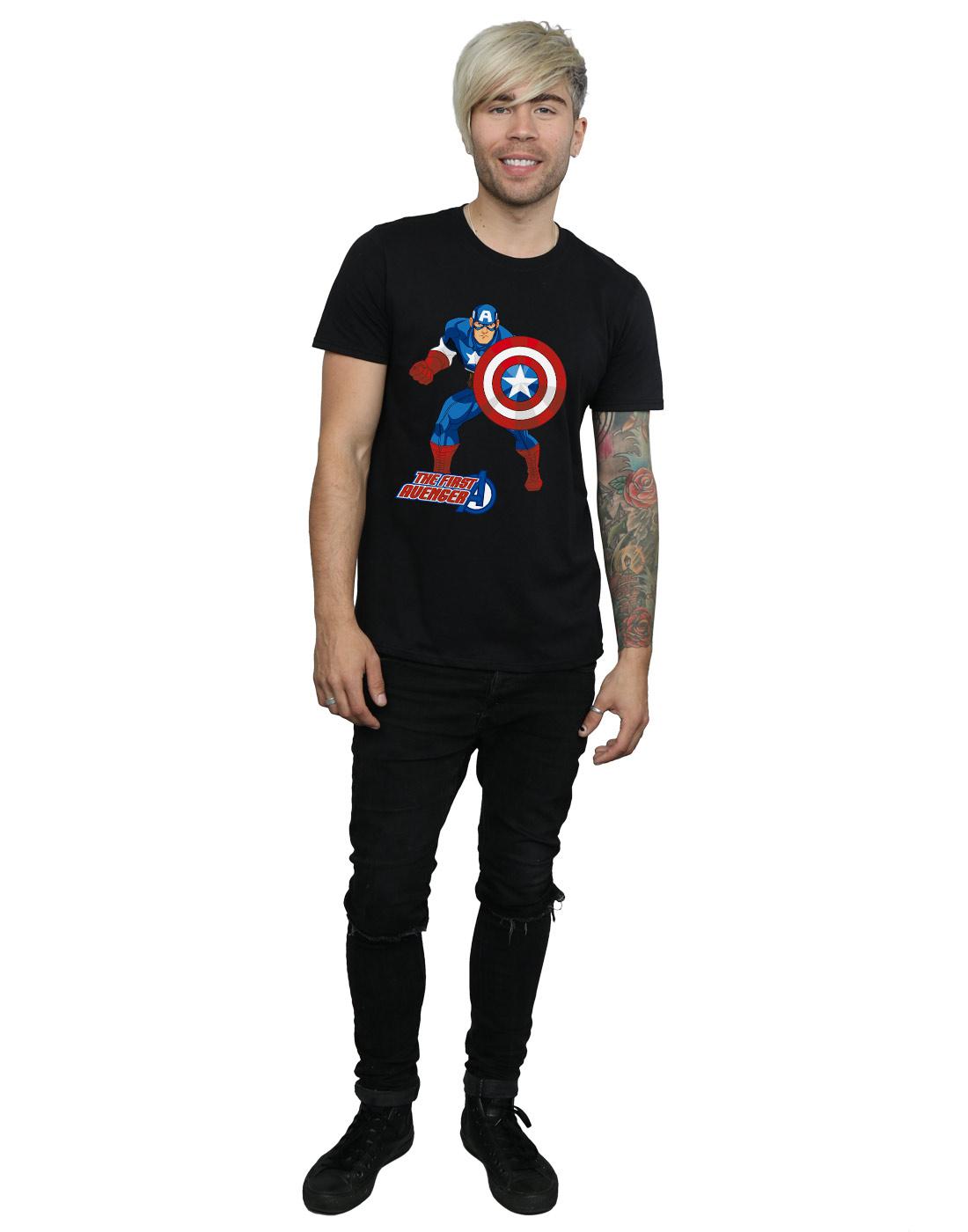 Black - Lifestyle - Marvel Mens Captain America The First Avenger T-Shirt