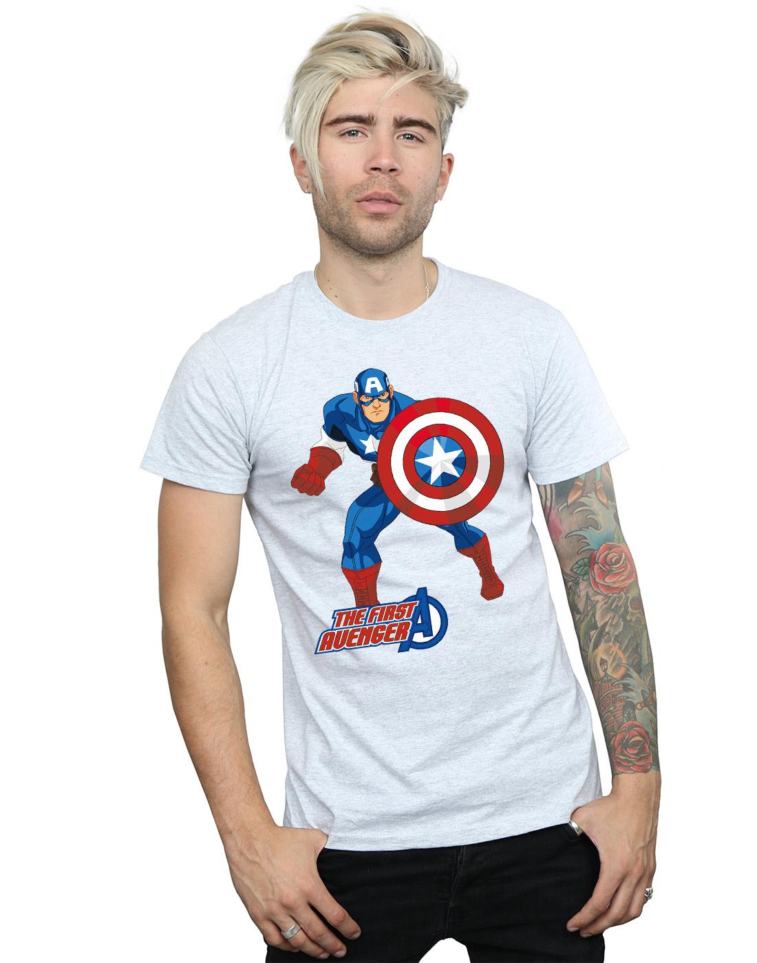 Sports Grey - Back - Marvel Mens Captain America The First Avenger T-Shirt