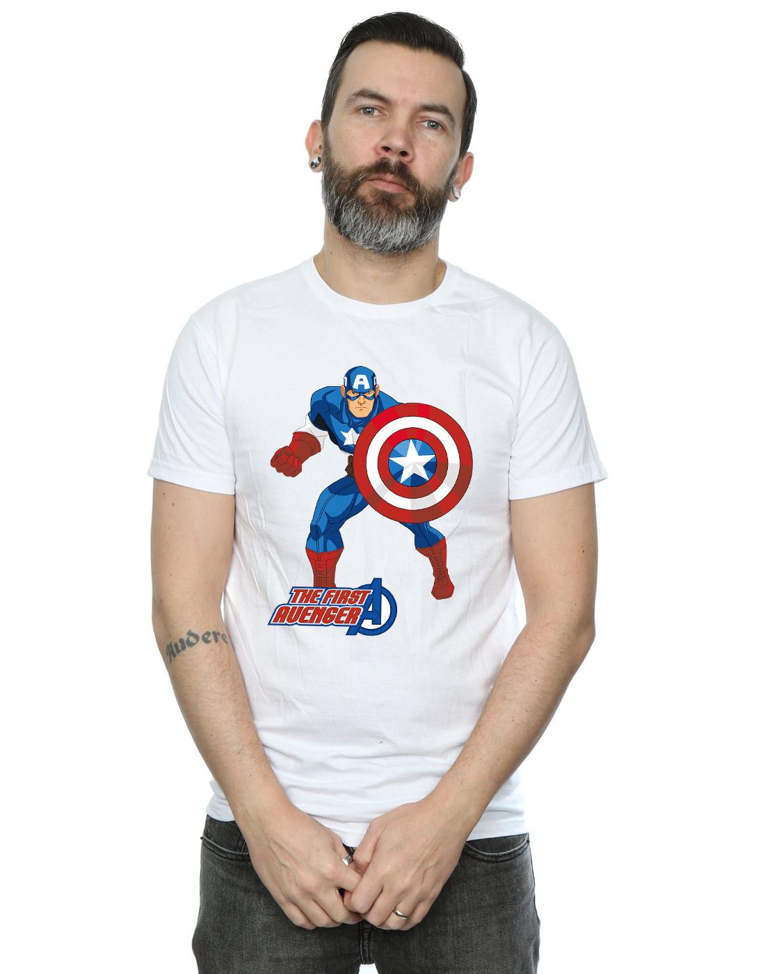 White - Back - Marvel Mens Captain America The First Avenger T-Shirt