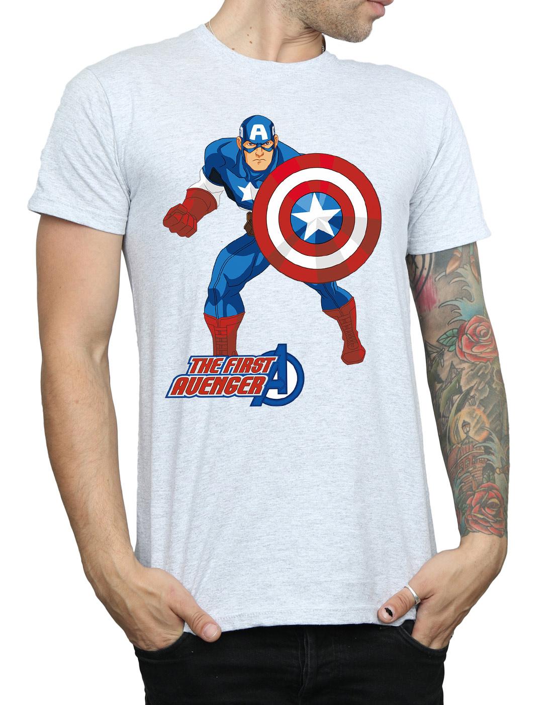 Sports Grey - Side - Marvel Mens Captain America The First Avenger T-Shirt