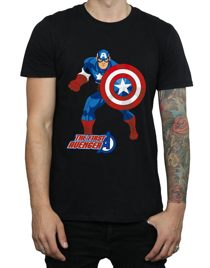Black - Side - Marvel Mens Captain America The First Avenger T-Shirt