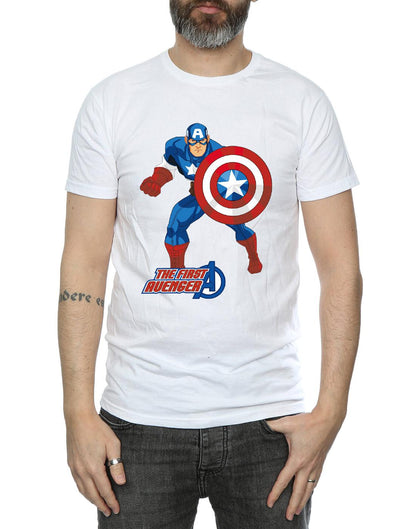 White - Side - Marvel Mens Captain America The First Avenger T-Shirt