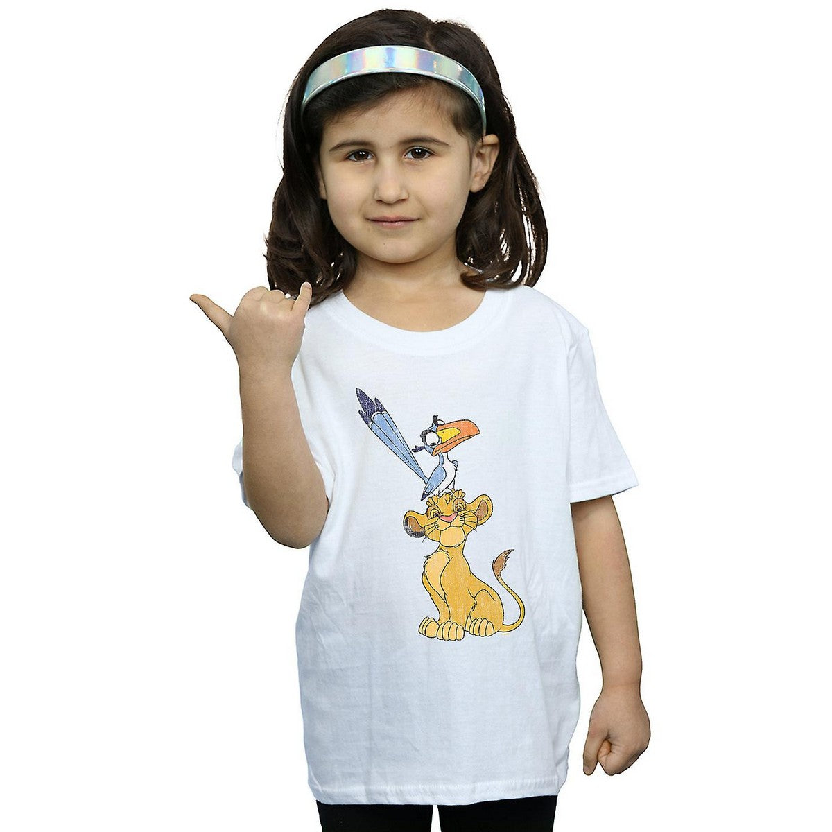 White - Front - The Lion King Girls Simba and Zazu Cotton T-Shirt