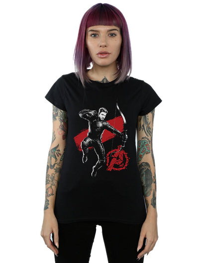 Black - Back - Marvel Womens-Ladies Avengers Endgame Mono Hawkeye Cotton T-Shirt