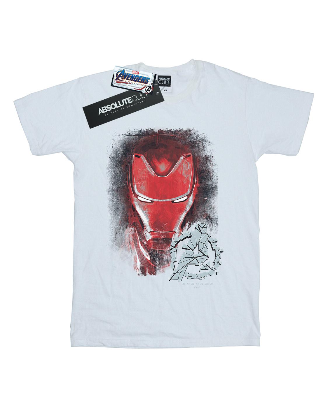 White - Front - Marvel Womens-Ladies Avengers Endgame Iron Man Brushed Cotton Boyfriend T-Shirt