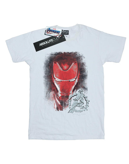 White - Front - Marvel Womens-Ladies Avengers Endgame Iron Man Brushed Cotton Boyfriend T-Shirt