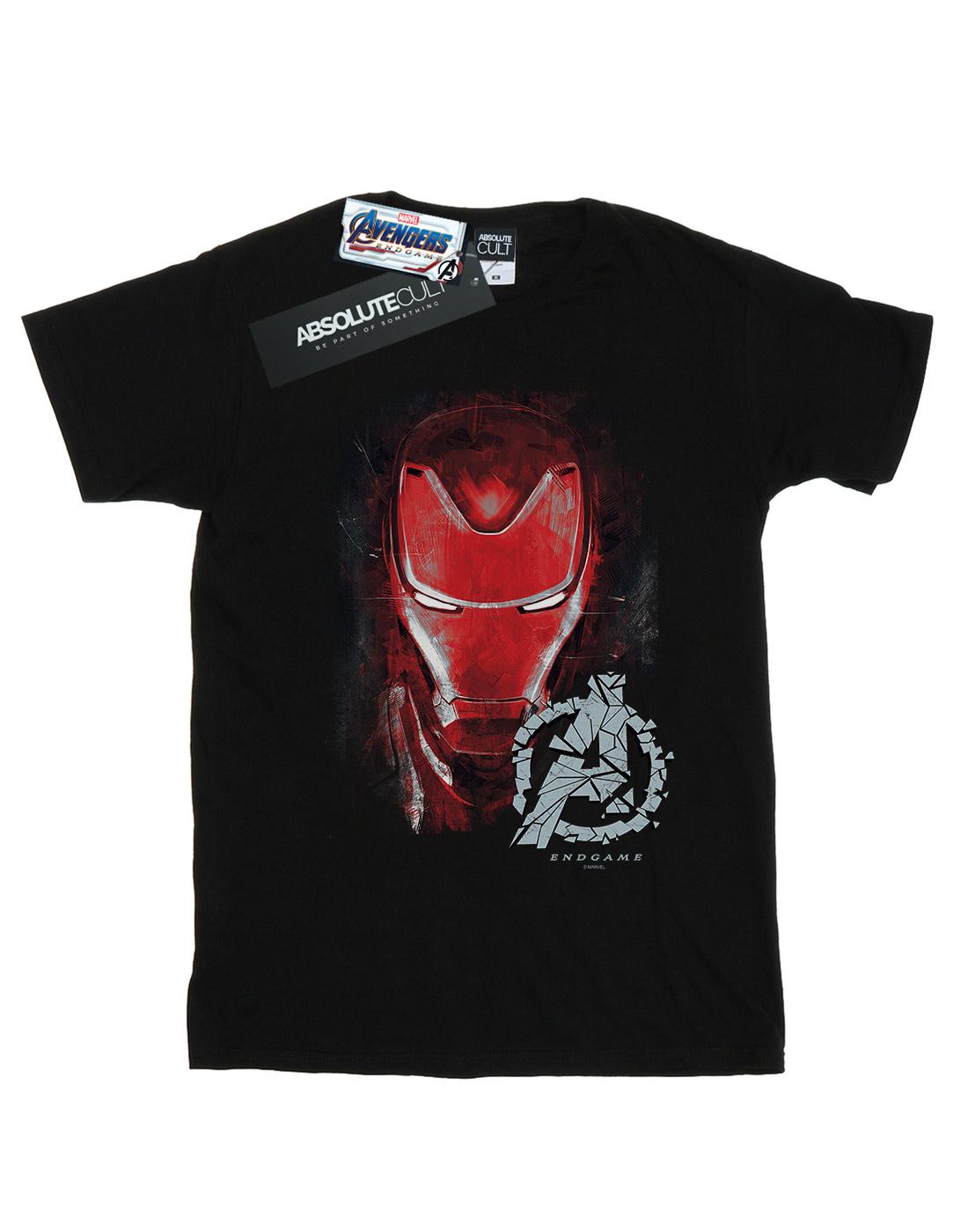 Black - Front - Marvel Womens-Ladies Avengers Endgame Iron Man Brushed Cotton Boyfriend T-Shirt