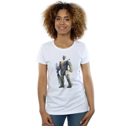White - Back - Marvel Womens-Ladies Avengers Endgame Painted Thanos Cotton T-Shirt
