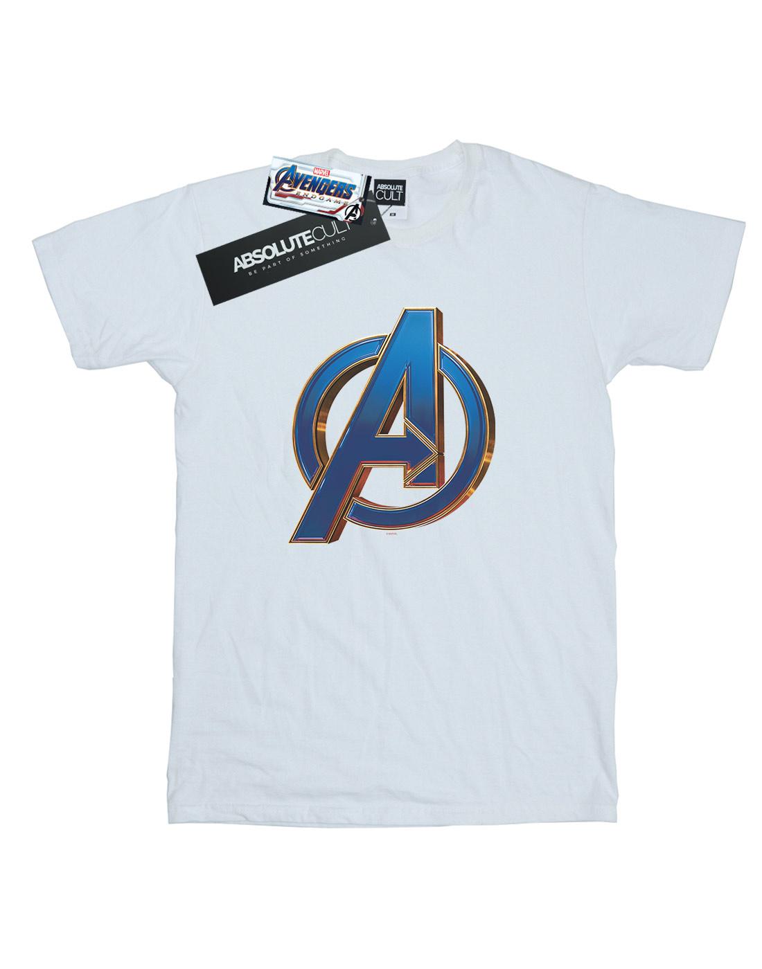 White - Front - Marvel Womens-Ladies Avengers Endgame Heroic Logo Cotton Boyfriend T-Shirt