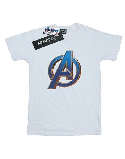 White - Front - Marvel Womens-Ladies Avengers Endgame Heroic Logo Cotton Boyfriend T-Shirt