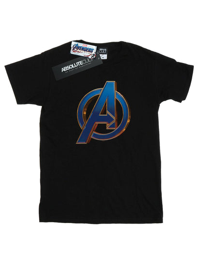 Black - Front - Marvel Womens-Ladies Avengers Endgame Heroic Logo Cotton Boyfriend T-Shirt