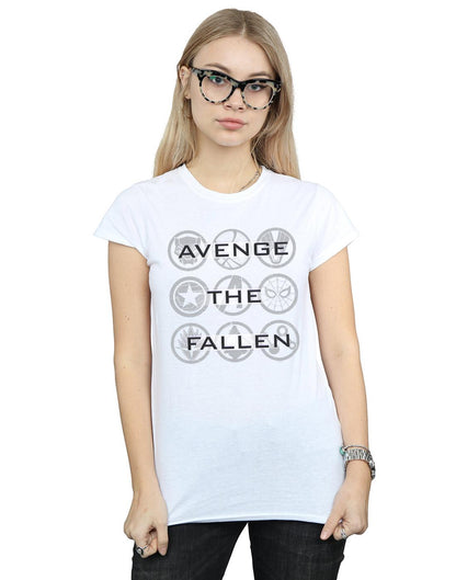 White - Back - Marvel Womens-Ladies Avengers Endgame Avenge The Fallen Icons Cotton T-Shirt