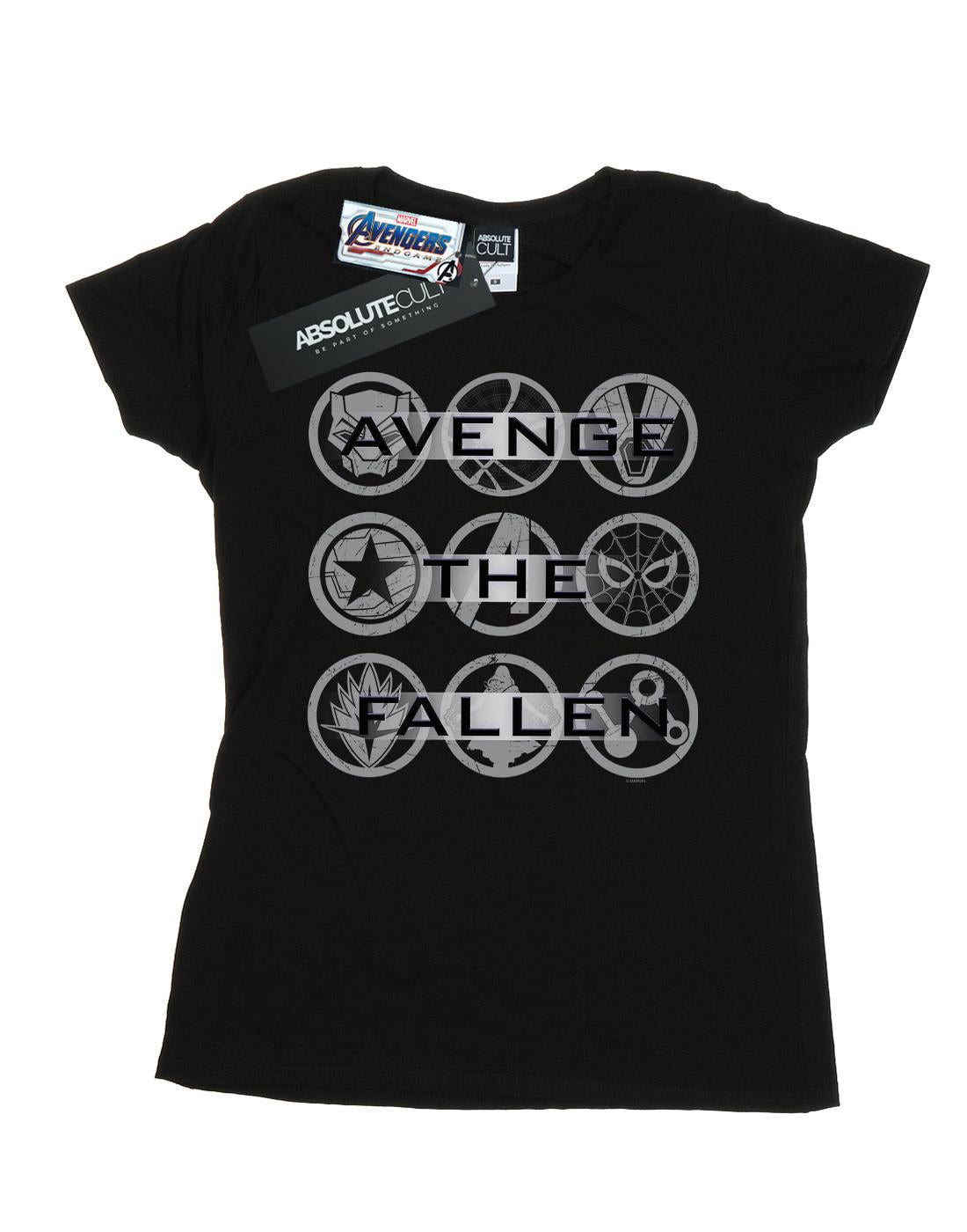 Black - Front - Marvel Womens-Ladies Avengers Endgame Avenge The Fallen Icons Cotton T-Shirt