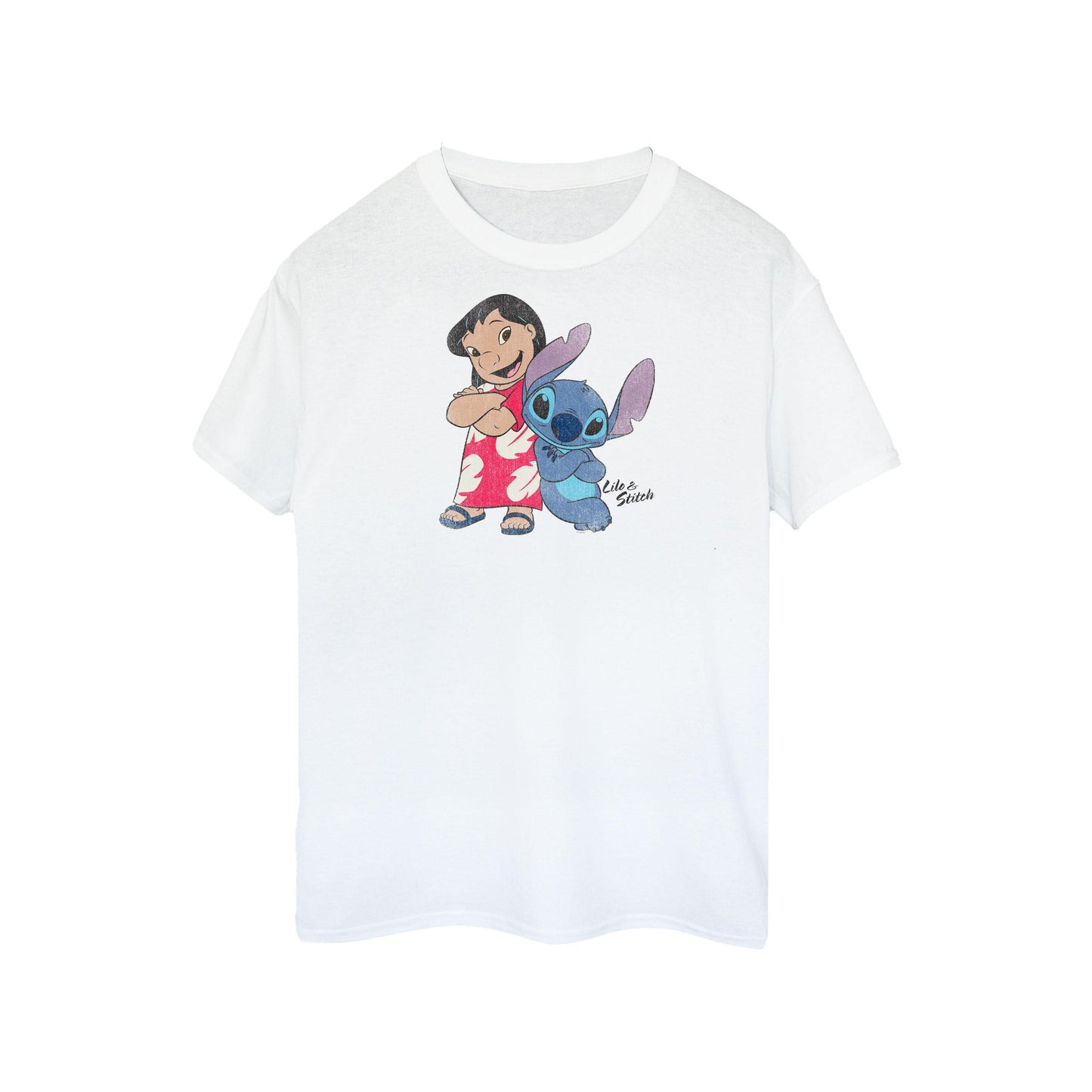White - Front - Lilo & Stitch Womens-Ladies Classic Cotton Boyfriend T-Shirt