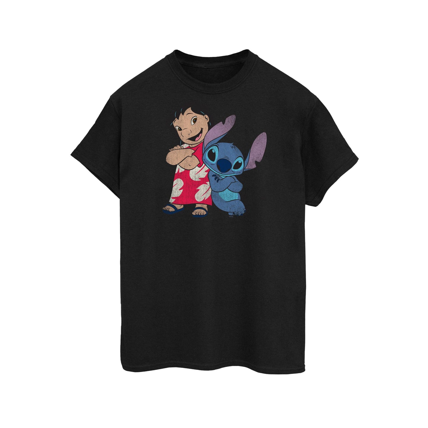 Black - Front - Lilo & Stitch Womens-Ladies Classic Cotton Boyfriend T-Shirt