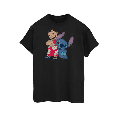 Black - Front - Lilo & Stitch Womens-Ladies Classic Cotton Boyfriend T-Shirt