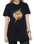 Black - Side - Flash Womens-Ladies Logo Cotton Boyfriend T-Shirt