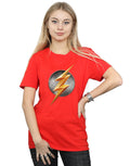 Red - Back - Flash Womens-Ladies Logo Cotton Boyfriend T-Shirt