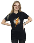 Black - Back - Flash Womens-Ladies Logo Cotton Boyfriend T-Shirt