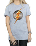 Sports Grey - Side - Flash Womens-Ladies Logo Cotton Boyfriend T-Shirt