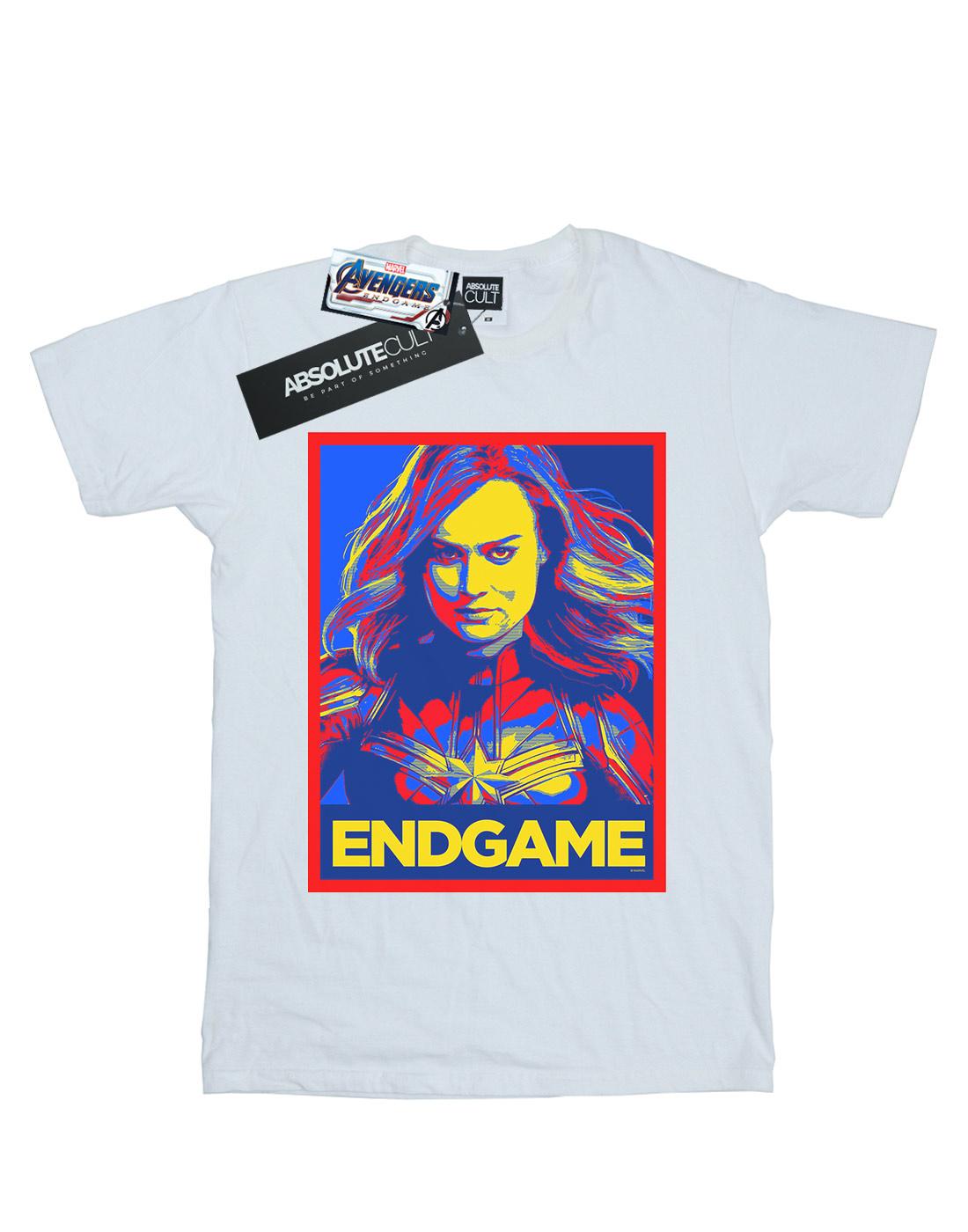 White - Front - Marvel Womens-Ladies Avengers Endgame Captain Marvel Poster Cotton Boyfriend T-Shirt