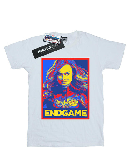 White - Front - Marvel Womens-Ladies Avengers Endgame Captain Marvel Poster Cotton Boyfriend T-Shirt