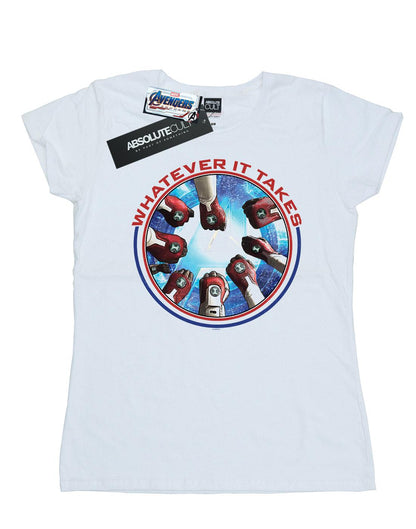 White - Front - Marvel Womens-Ladies Avengers Endgame Whatever It Takes Fists Cotton T-Shirt