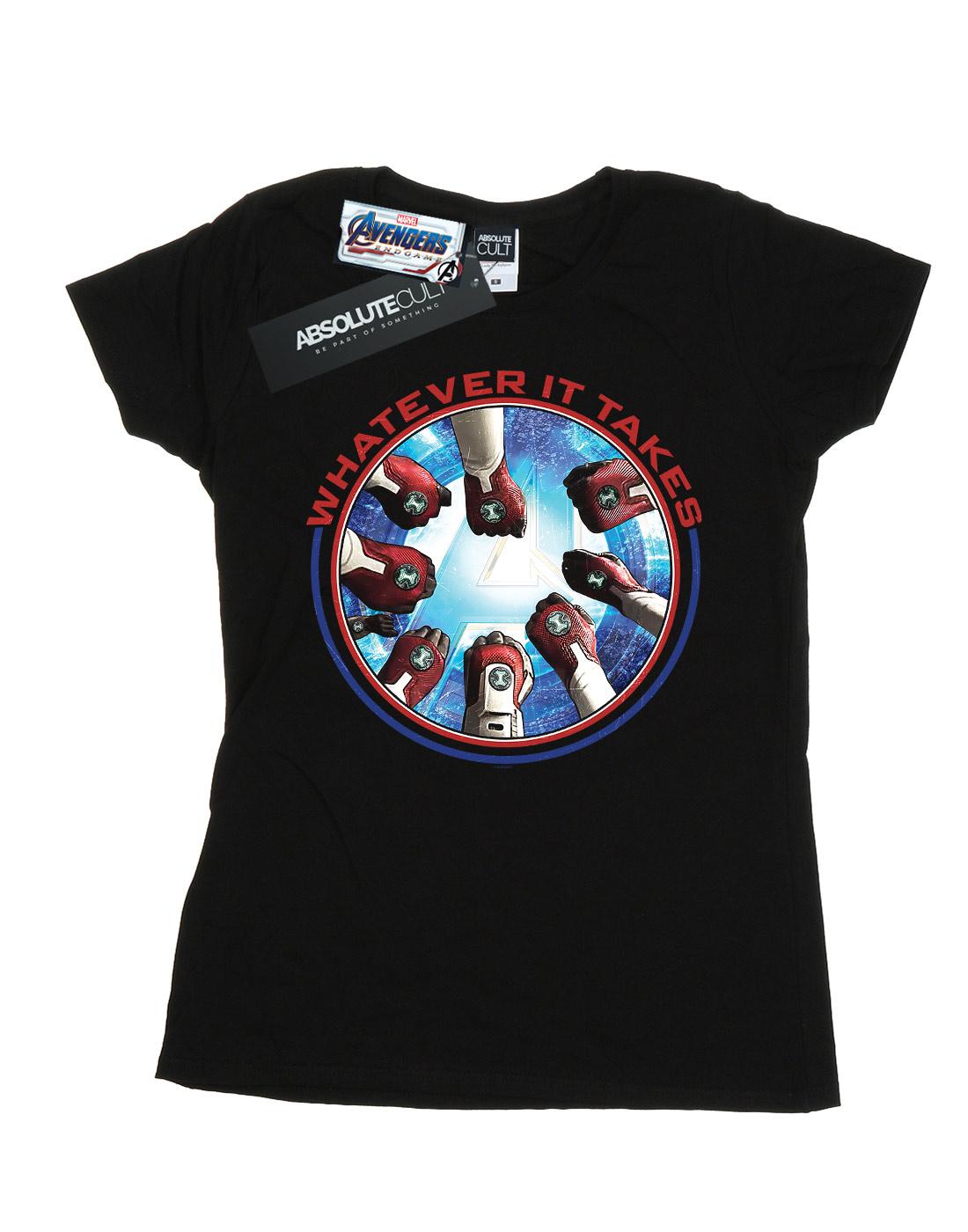 Black - Front - Marvel Womens-Ladies Avengers Endgame Whatever It Takes Fists Cotton T-Shirt