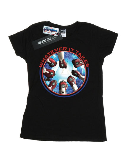 Black - Front - Marvel Womens-Ladies Avengers Endgame Whatever It Takes Fists Cotton T-Shirt
