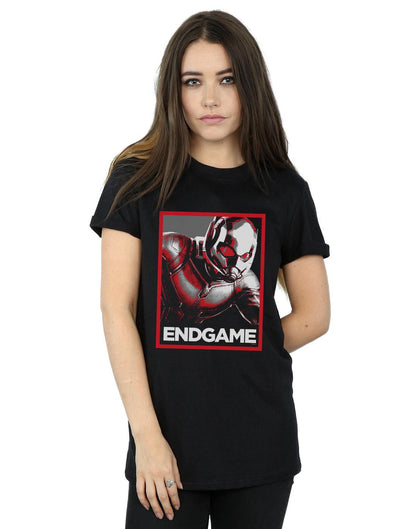 Black - Back - Marvel Womens-Ladies Avengers Endgame Ant-Man Poster Cotton Boyfriend T-Shirt