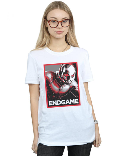 White - Back - Marvel Womens-Ladies Avengers Endgame Ant-Man Poster Cotton Boyfriend T-Shirt